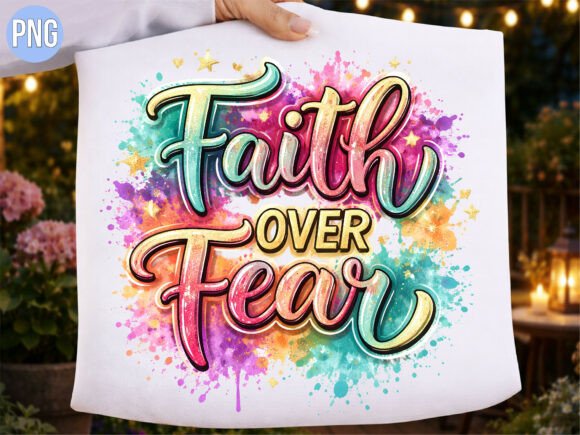 Christian Faith Over Fear Watercolor PNG