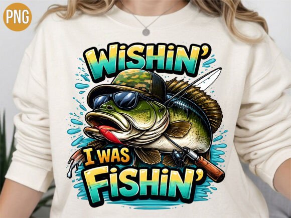 Creating Custom Apparel with the Wishin I Was Fishing Bass Fish Shirt PNG
