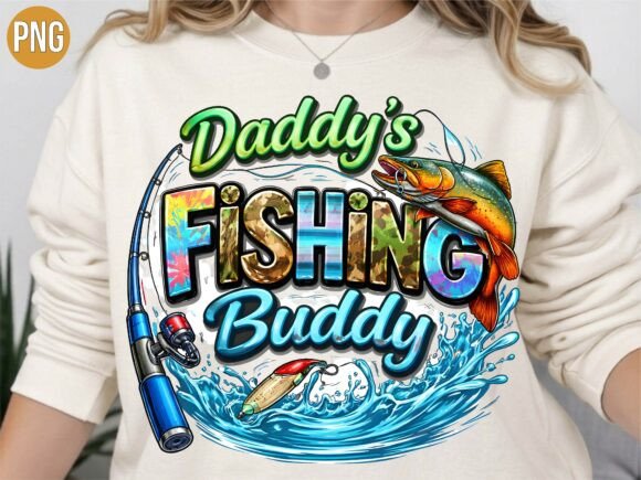 Daddy's Fishing Buddy Child Gift PNG Guide