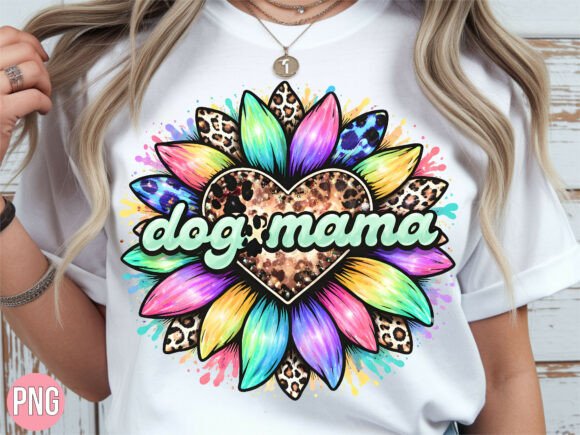 Dog Mama Leopard Sunflower PNG