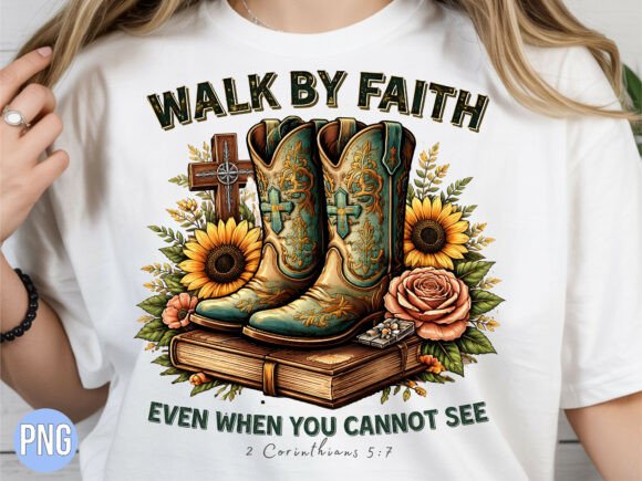 Elevating Faith-Based Design: The Strategic Value of the Christian Walk by Faith Cowboy Boots PNG