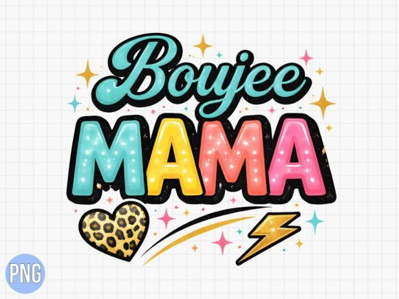 Embracing Retro Vibes with the Boujee Mama Retro Colorful Wavy PNG