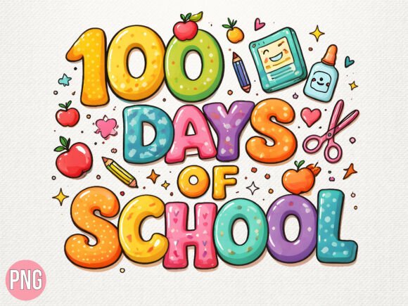 Evaluating the 100 Days of School Doodle PNG T-shirt Design for Creative and Commercial Use