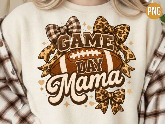 Game Day Mama Football Leopard PNG
