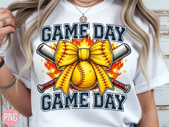 Game Day Softball Bow Fire Sports PNG