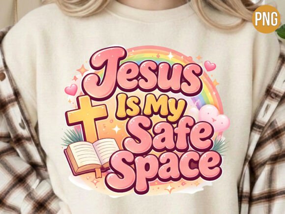 Jesus My Safe Space Retro PNG