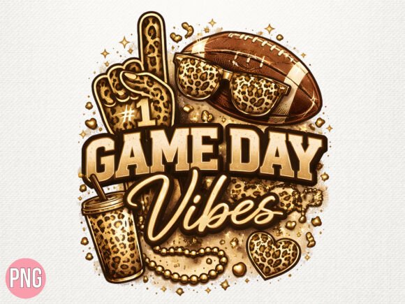 Leopard Game Day Vibes Football PNG