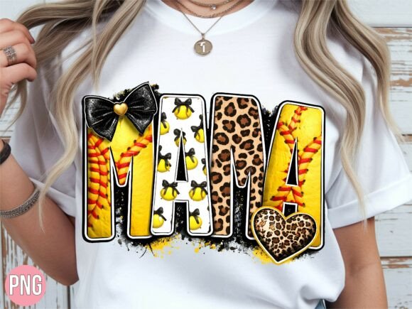 Leopard Pattern Softball Mama Letter PNG: Elevate Your Creative Projects