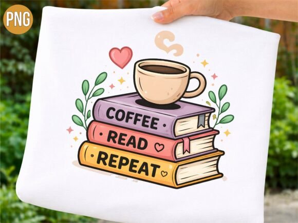 Mastering the Coffee Read Repeat Books Stack Shirt PNG for Professional Print Results