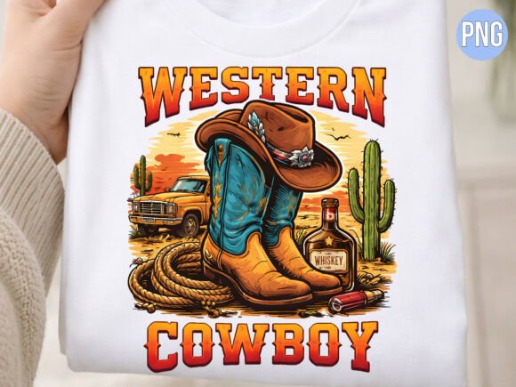 Western Cowboy Boots Desert Scene PNG