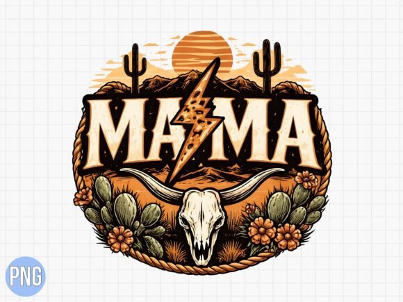Western Mama Steer Skull Desert PNG Design Guide