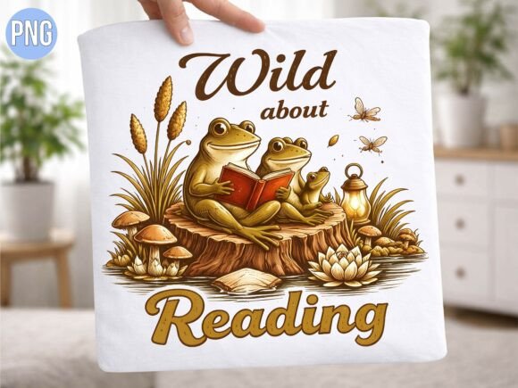 Wild About Reading Frog Family PNG